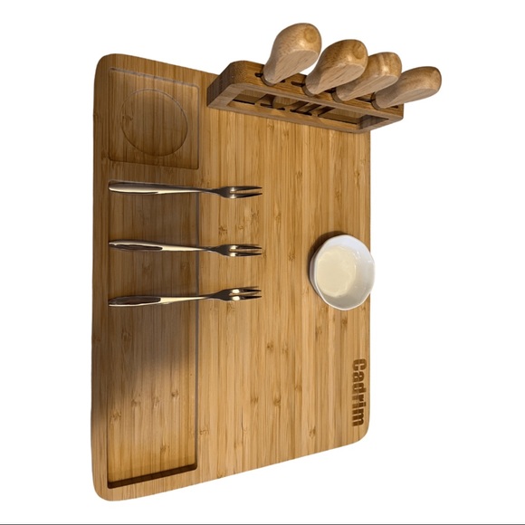 New in Box Bamboo Cheese Board Set Stainless Steel Knife, Charcuterie Platter - Picture 3 of 6